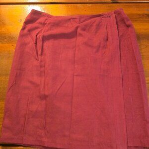 Skirt Burgandy Liz Sport size 12 Side Wrap Faux Suede 1990s